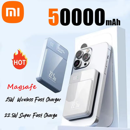 Xiaomi Power Bank 50000Mah Wireless Magnetic Power Bank Magsafe Super Fast Charging Suitable for Iphone Lenovo Samsung Huawei